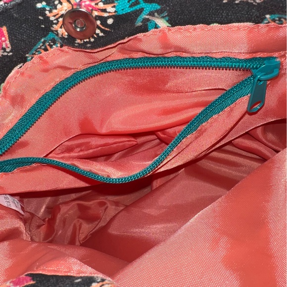 Kavu Crossbody Rope Purse Bag Blue Pink Floral Firework Canvas Adjustable Strap - Picture 8 of 13